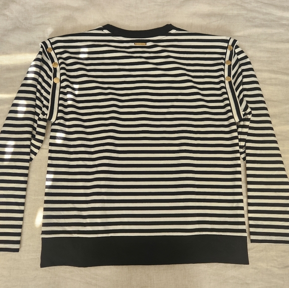 NWOT Michael Kors French Stipe Drop Shoulder Sweater with Bell Sleeves - Picture 2 of 8